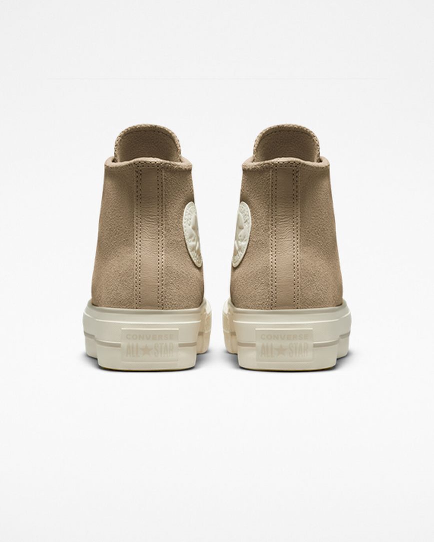 Women's Converse Chuck Taylor All Star Lift Suede High Top Platform Shoes Khaki | AU 936CET